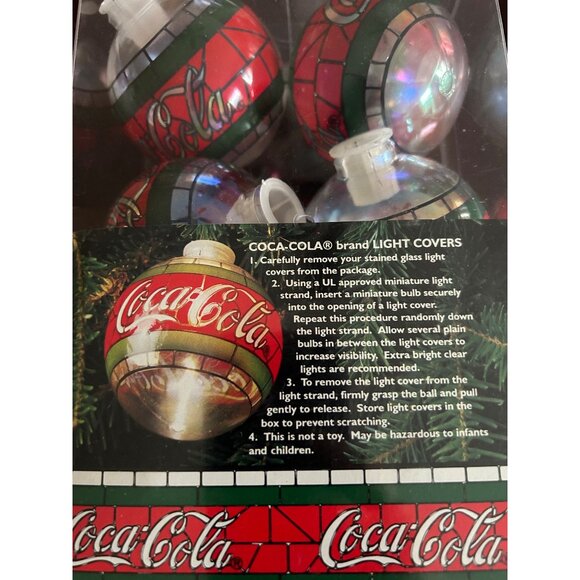 Coca-Cola Stained Glass Light Covers 6-Pack By Cavanagh Christmas Collectibles - Picture 6 of 7